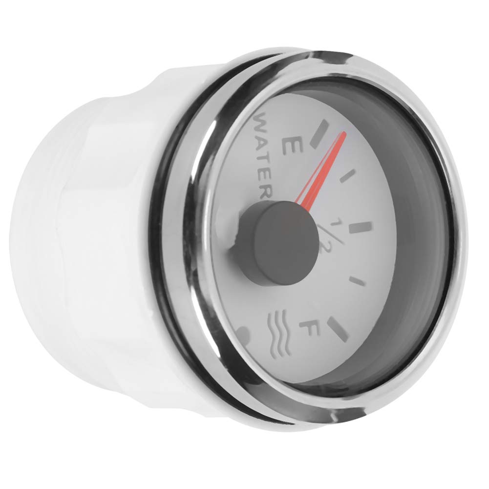 Wassertankanzeige | 52 mm / 2 Zoll Wasserstandsanzeiger 9-30 V DC Smart Alarm für europäisches RV 0-190 Ohm Sensor für Marineboote (Weiß)