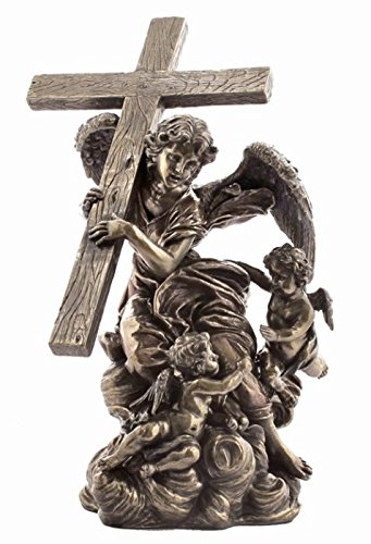 US 10.63 Inch Angel Carrying Cross - From Alaleona Chapel Statue, Bronze