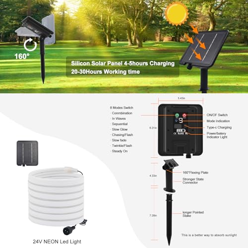 Cinta LED Solar KISUFU 24V 16.4FT Blanco Cálido miniatura 6