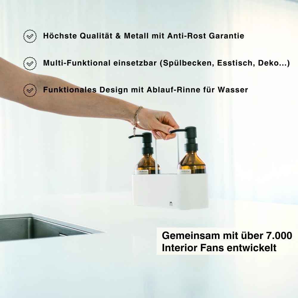 nordesign Spülbecken Organizer weiß, Küchenorganizer Metall