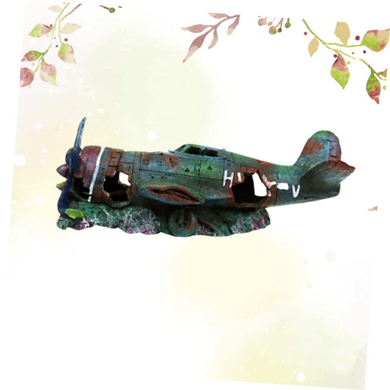 VANZACK Décoration Aquarium Résine Avion Épave Ornement Paysager pour Poissons Accessoire Aquarium Modèle