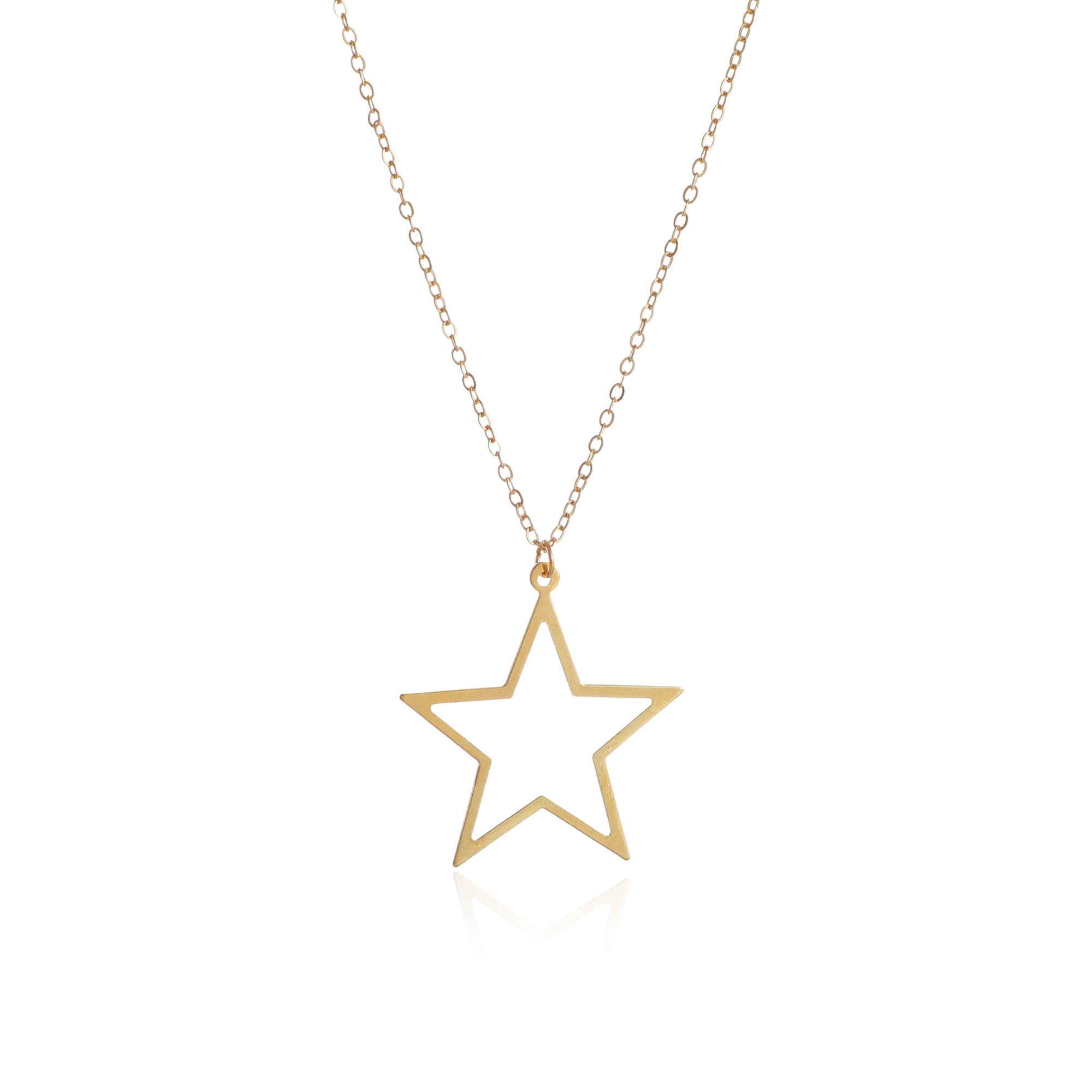 MarveBard Gold Silver Star Necklace Simple Hollow Star Pendant Necklace Metal Pentagram Necklace Minimalist Y2K Star Necklace Christmas Birthday New