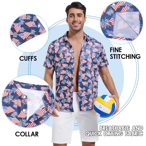 FT FENTENG Mens Hawaiian Shirts Regular Fit Short Sleeve Casual Button Down Summer Tropical Beach Shirts3