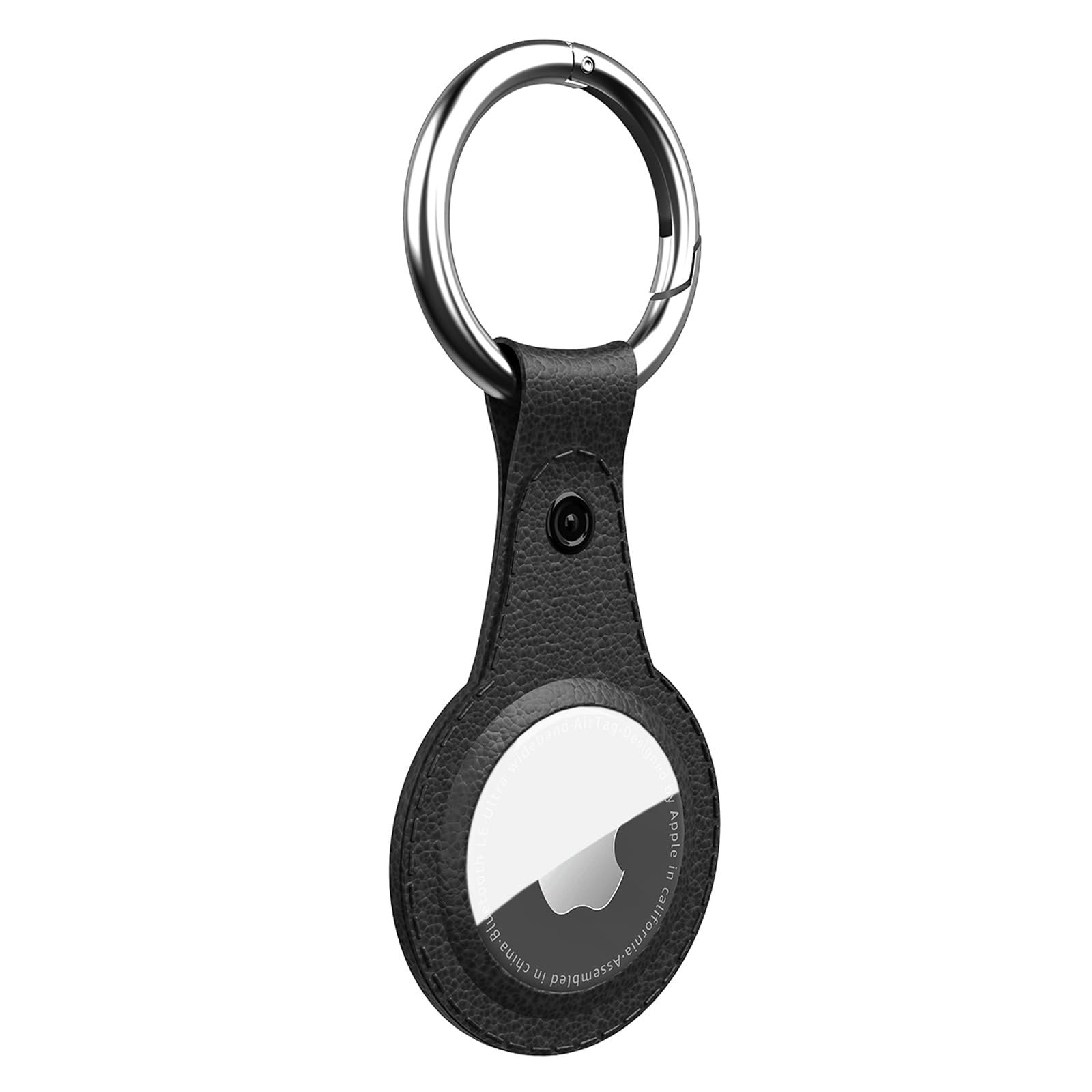 Airtag Holder with Anti-Lost Keychain Key Ring - AirTag GPS Item Finders Accessories, Open Face Case - Durable, Scratch-Resistant AirTag Holder for Keys, Pets, Luggage & More - Black077