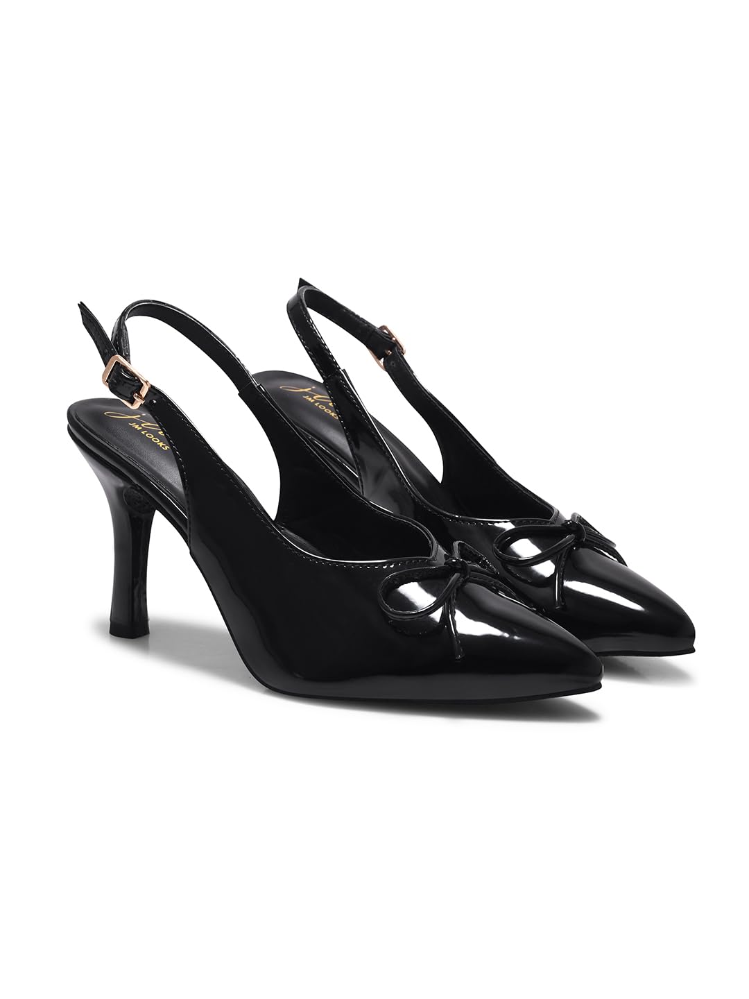 JM LOOKS Women Black Slingback Stiletto Heels - Image 1