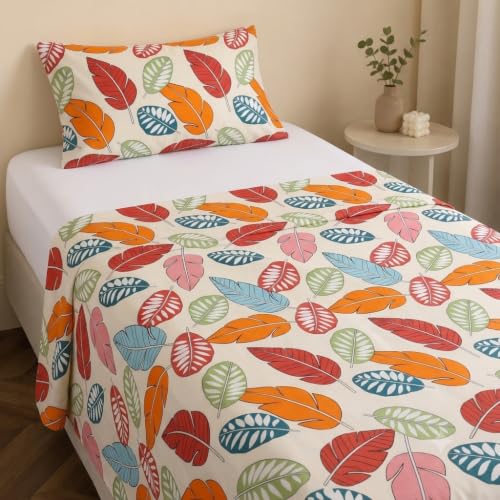 Image of IVAZA Turkish Cotton 280 TC Super Soft Warm Bedsheet Set for Single Size Bed, Durable bedsheet with 1 Pillow Cover Apricot
