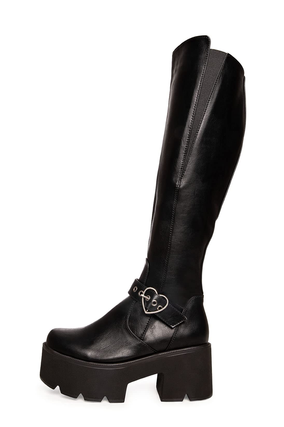 LAMODA - Letter To My Lover Chunky Platform Knee High Boots, EU 41, Black Pu, 8 UK