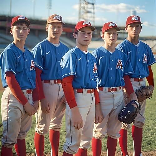 2 Pair Youth Softball/Baseball Socks - 1 Baseball Belt and 1 Baseball Arm Sleeve Combo for Men and Boy 6