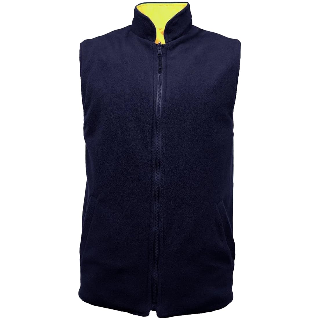 FASHIONISM Ärmellose Warnweste für Herren, Unisex, Fleecefutter, wendbar, hohe Sichtbarkeit, reflektierende Weste, strapazierfähig
