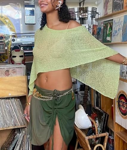 HengShunRui Women Sheer Poncho Top Knit Crochet Shawl Mesh Beach Cover Up Tops2