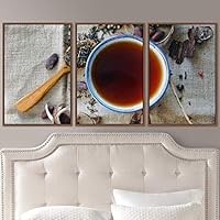 3 Piece Framed Canvas Wall Art Coffee Canvas Prints Home Artwork Decoration for Living Room,Bedroom - 16
