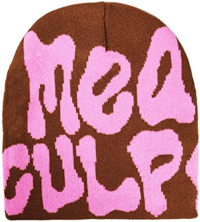 Y2k Beanie Women Culpa, Ideal Gift MEA Graphic Winter Knit Hat