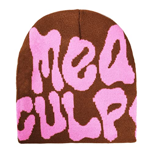 Y2K Beanie Women Culpa, Ideal Gift Mea Graphic Winter Knit Hat #TOP2