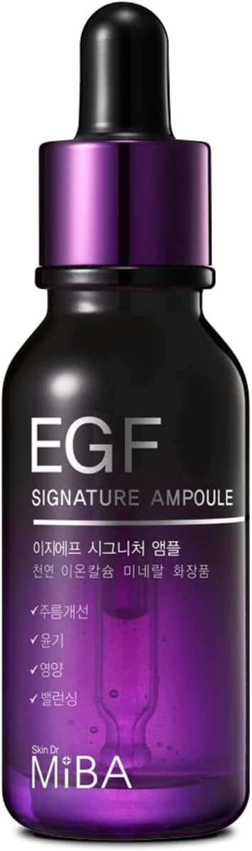 MIBA EGF Signature Ampoule 20ml / 0.68 fl.oz Skin apex that wakes up with one drop, EGF peptides, Night Serum, Watery, Light Texture