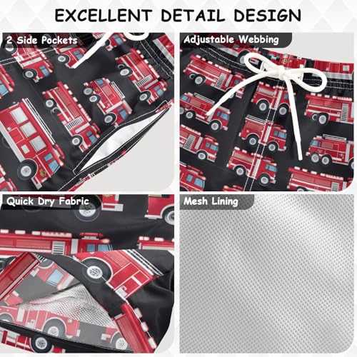Firefighter Fire Trucks Boys Swim Trunks Match Fire Hydrant Toddler Beach Board Shorts Baby Summer Bathing Suit 3T Multicolor3