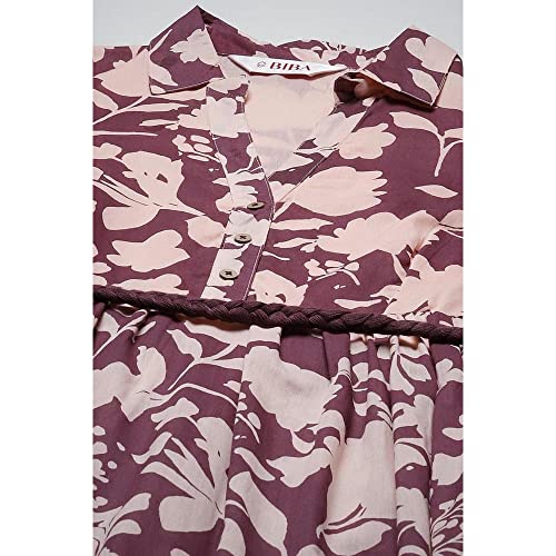 Image of BIBA Women Casual Dress Maxi Cotton Tiered Printed Dress
