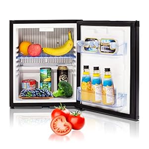 Techomey 12V Fridge 30L, Silent 12V Fridge for Campervan, 12 Volt Fridge with Lock, Campervan Fridge for Caravan, Motorhome, Boat, Truck, Van, Bedroom, Black