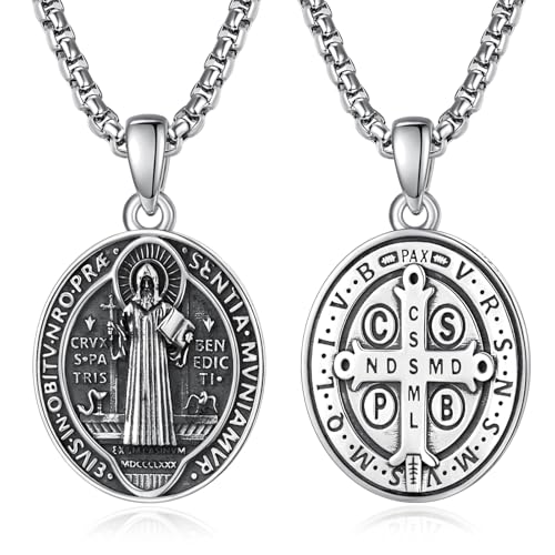 ADMETUS 925 Sterling Saint Benedict Medal Pendant