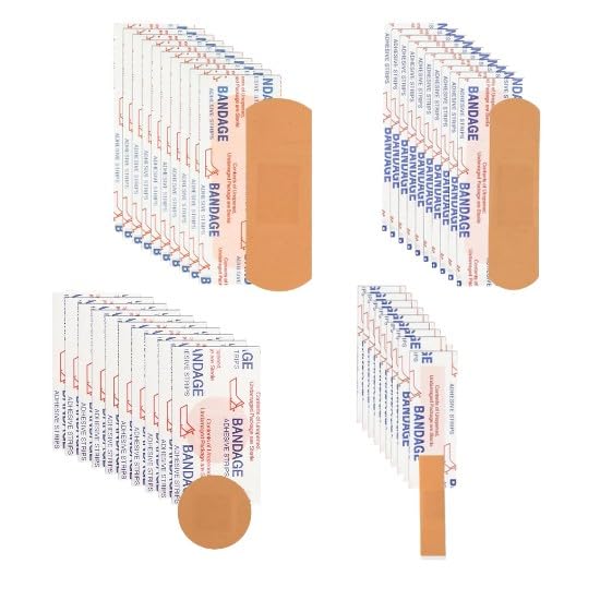 ECVV Variety Bandages 100 Pieces Assorted Sizes Fingertip Bandages Waterproof Breathable Adhesive Bandages Bulk for First Aid Wound Care Scrapes Blister