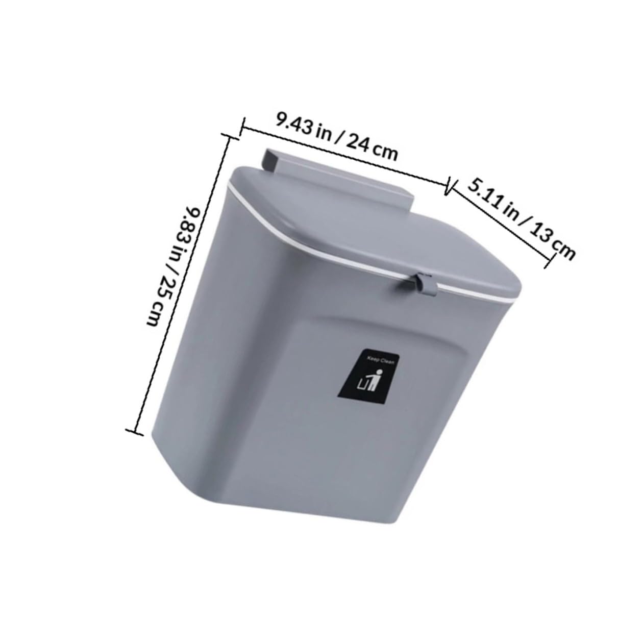 ULTECHNOVO Wandmülleimer mit Deckel, Hängend, Kunststoff, für Schranktüren | Geruchsabdichtung, Zweiseitige Öffnung, Befestigungsring, Passend für Türplatten bis 2, 5cm