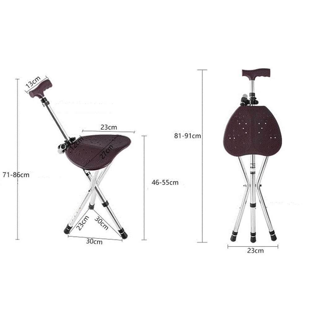 Bastón con Asiento, trípode y luz LED, Ajustable en Altura, Plegable, Ligero, para Personas Mayores y discapacitadas