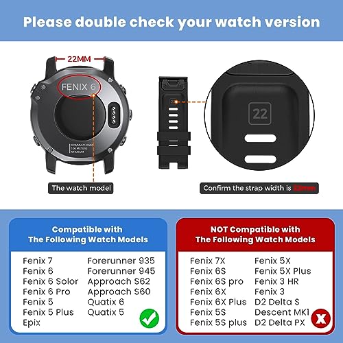 Image of NotoCity Fenix 6 /Fenix 6 Pro 22mm Width Band for Garmin Fenix 6 /Fenix 5 /Fenix 5 Plus /Fenix 6 /Fenix 6 Pro /Fenix 7 /Forerunner 935 /Forerunner 945 /Approach S60 /Quatix 5