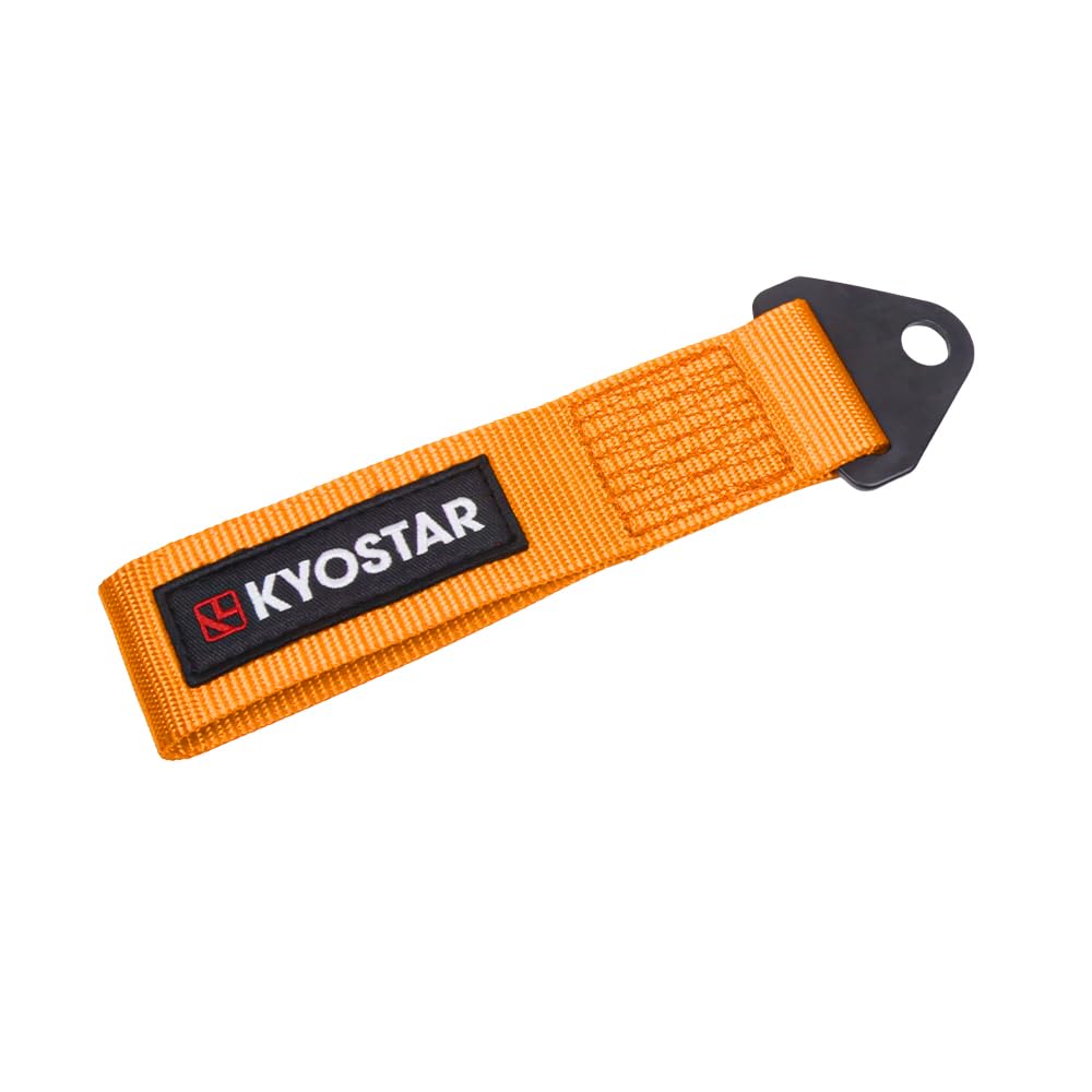 Kyostar Uniwersalny pas holowniczy do haków holowniczych przedniego lub tylnego zderzaka, paski holownicze o wysokiej wytrzymałości, wersja ulepszona (pomarańczowy)