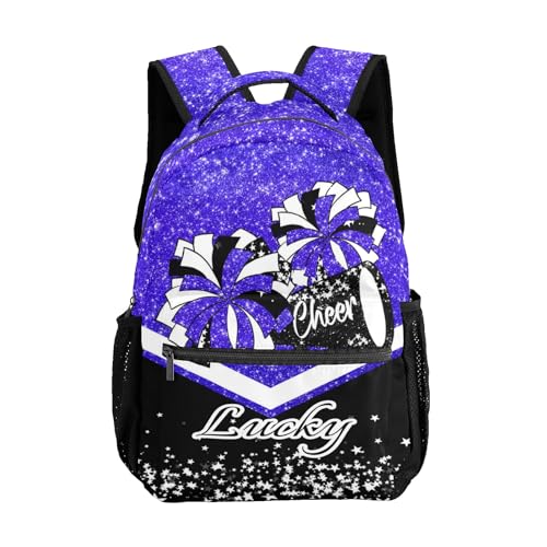 Personalized Blue Purple Cheer Backpack Customized Name Cheerleader Bag for Girls Cheeleading Bookbag for Hiking Camping.
