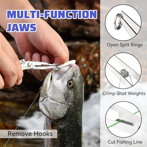 Booms Fishing Pliers Stainless Steel: 6.5" Split Ring Pliers - Braided Line Cutter & Scissors with Lanyard - Fish Hook Remover Tool for Saltwater and Freshwater - Fishing Tools for Angler, XW13 - image 3