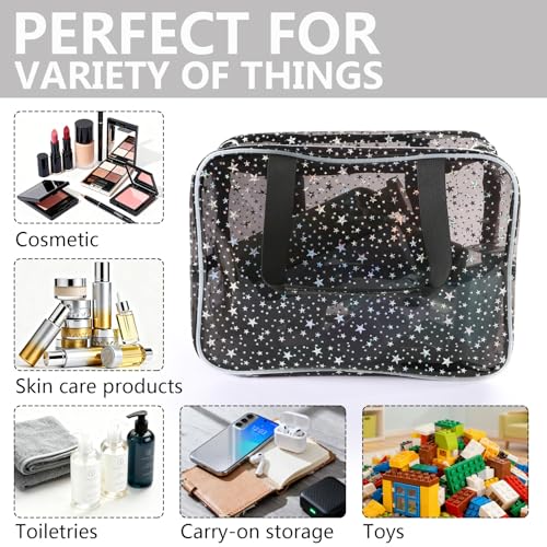 Nbippioiwiptransparent Pvc Large Capacity Star Pattern Cosmetic Bag, Waterproof Portable Swimming Bag With Zipper Handle, Beach, Fitness Travel, Men'S And Women'S Multifunctional Storage Bag4