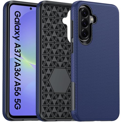 Image of for Galaxy A37+A36+A56 5G Phone Case, Triangular Anti-Slip Textured, Military Grade Drop Protection Samsung A37 5g case, 14ft Drop Tested, TPU+PC Dual Layer Shockproof Cover for A37 (Blue)