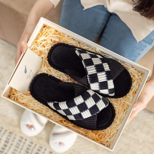 Image of GOEWY Slippers for Women with Memory Foam Open toe House Bedroom Shoes