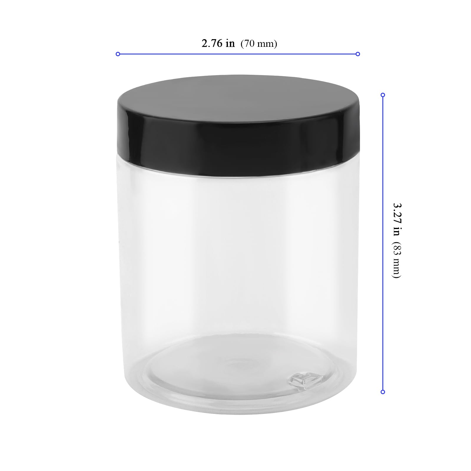 Confezione da 12 piccoli barattoli rotondi in plastica con coperchio da 250 ml – Mini contenitori rotondi ricaricabili trasparenti con coperchio ermetico nero per uso cucina, alimenti secchi, dolci