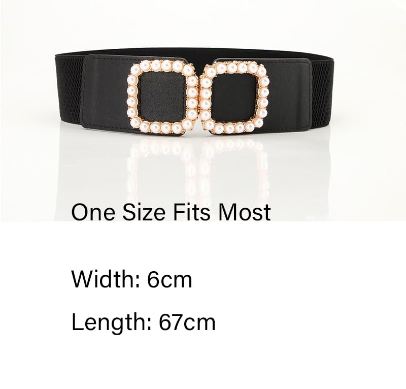 COTIM COYIN Women's Wide Elastic Waist Belt with Pearl