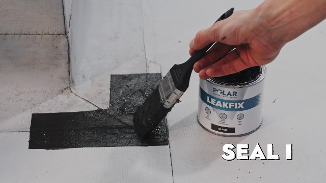 Image of Polar Specialist Coatings Clear Leak Fix Paint - 35 oz - One Coat Waterproof Sealant with Reinforced Fibers, Instantly Seals Leaks & Cracks for Roofs, Drainpipes and Gutter Repairs for Exterior Use