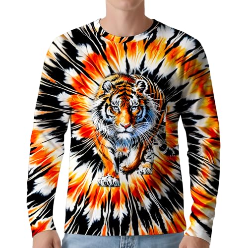 Men's Tie Dye Sun Protection Shirts UPF 50+ UV Long Sleeve Rash Guard Shirt Fishing Running Swimming