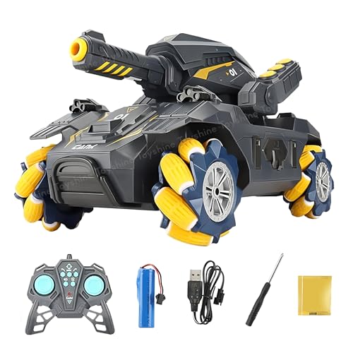 Image of Toyshine Water Ball Shooter Remote Control 2.4GHz Rechargeable RC Car Tank Toy with Crab Movement & 360 Rotating Stunt Feature for Kids Boys Girls 3 +, Yellow