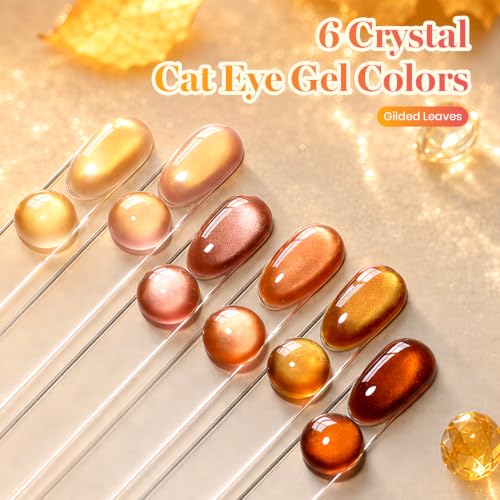 Image of Beetles Fall Cat Eye Gel Nail Polish Set - Gilded Leaves 6 Colors
