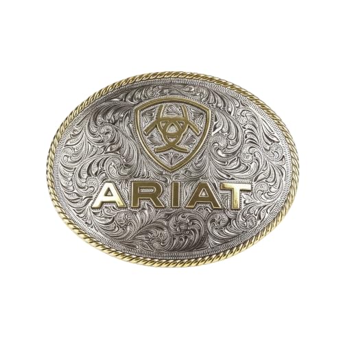 Hebilla unisex con logotipo ARIAT de cuerda dorada para cinturón vaquero