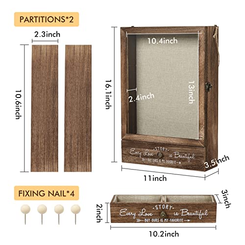 Aw Bridal 11X16 Large Shadow Box Picture Frames Deep Shadow Boxes Display Cases With Removable Shelves And Drawers, Wooden Memory Boxes For Keepsakes With Slot #TOP5