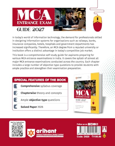 Image of Arihant MCA Entrance Exam 2027 | Study Guide NIMCET, CUET-PG, JAM, JNU, Pune University, BHU, KIT JEE & Other Regional Entrances | Syllabus Coverage, Chapterwise Theory, 3500+ MCQs & Solved Paper 2026
