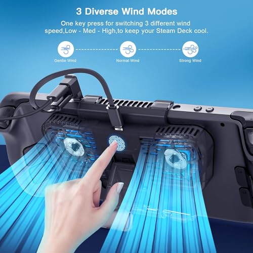 Image of New World Steam Deck Cooling Fan, Dual Cooling Fan Cooler Fan for Rog Ally, Nin-tendo Switch, Switch OLED or Steam Deck with Cable - Black