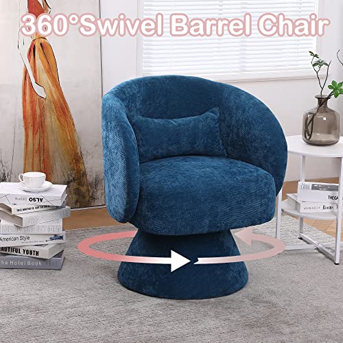 Mcltopz Swivel Barrel Chair, Modern Linen Fabric Upholstered Accent Chair Armchair, Comfy 360° Swivel Accent Barrel Chair, 26.4''W Round Barrel Chair W/Stable Base For Living Room Bedroom (Teal) #TOP1