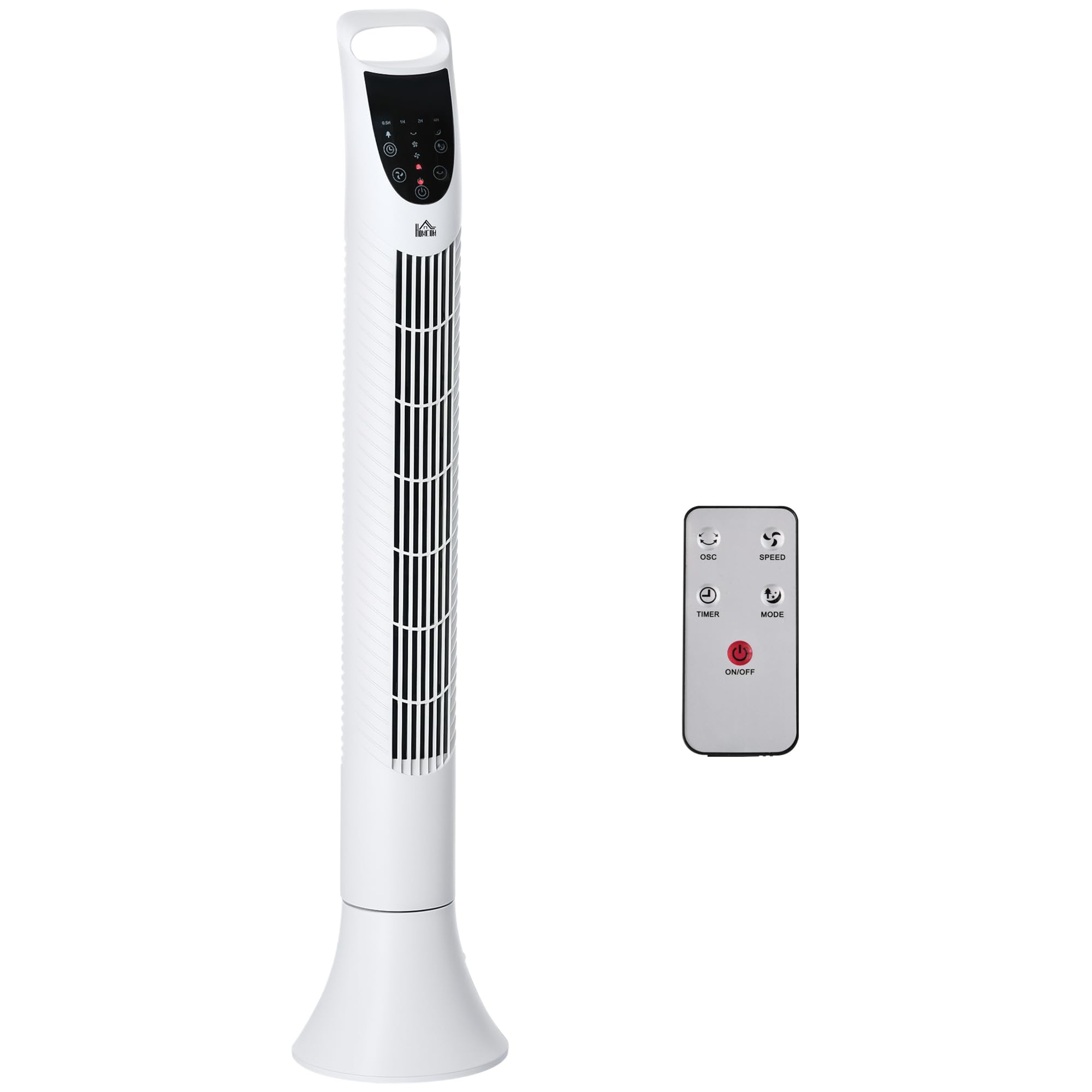 Homcom Unisex White Lcd 36 Inch Tower Fan 70° Oscillation 3 Speed Remote Controller In