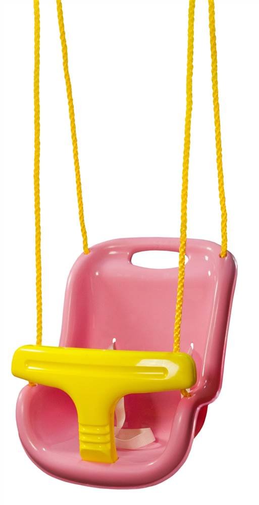 Gorilla Playsets04-0032-PK High Back Plastic Infant Swing with Yellow T bar & Rope, Pink with Yellow