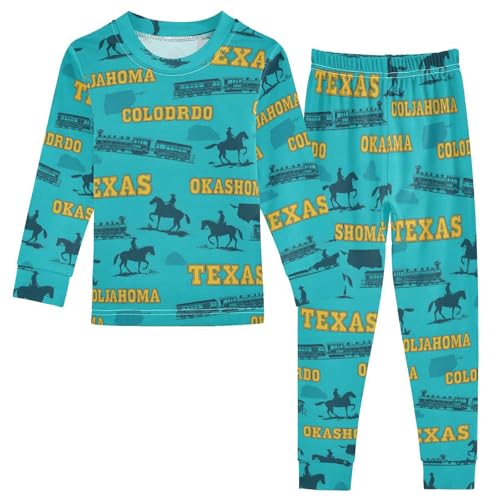 Pajama Sets Long Sleeve Western Themed with Cowboys Soft Comfy Sleepwear 2 Piece PJS 3-8T