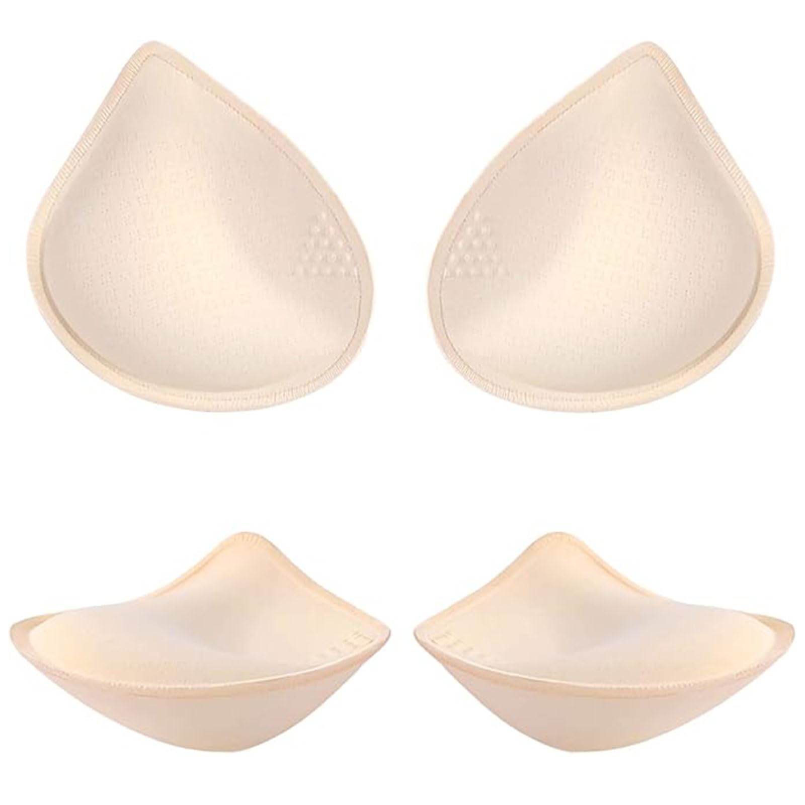 JYTDBCS2 Pairs 4 Pieces Bra Pads Bust Up Round Sports Bra, Natural Fit, Bra Cami, Replacement, Wireless, Padded Cup Removal, Bra Insert Cup, Pad Cup Removal, Edge Lock, Prevents Shape Out Beige