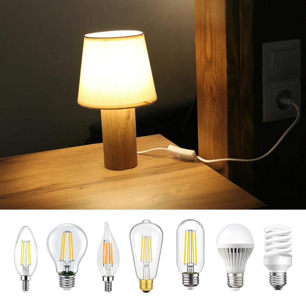 2 Piezas Portalámparas E14 con Cable de 1,8 m y EU Enchufe, Cable para Lámpara de Sal, Casquillo para Bombilla, Casquillos para Bombillas para Lámpara de Pie, Candelabro, Lámpara Creativa