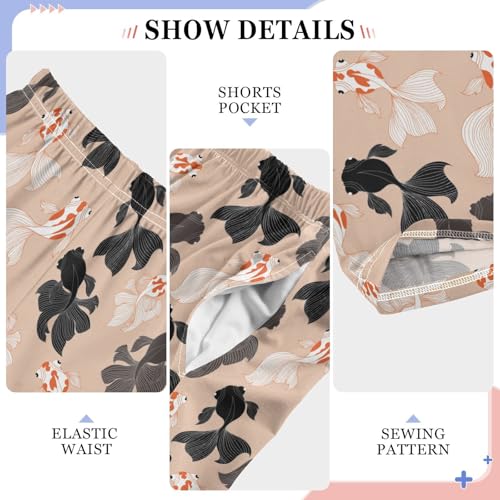 ZZXXB Goldfish Swimming Boys Long Pants Soft Trousers Elastic Waist Kids Lounge Bottoms with Pockets S-XL4