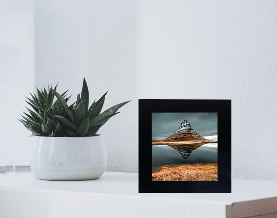 Miniatura 6 de LEKAIYA Juego de 2 marcos de fotos negros de 4 x 4, marco cuadrado de madera maciza para montaje en mesa o pared